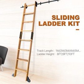 KINMADE 39'' (1000mm) Round Track/Rail for Rolling Ladder Hardware Kit - Black, Narrow Gauge