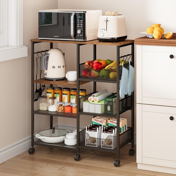 SWTYMIKI Kitchen Island Cart on Wheels - 4 Tier Rolling