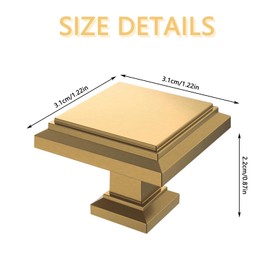 Wondora 6-Piece Aluminium Square Cabinet Handles Gold with Screws 1 Screwdriver for Handles for Kitchen Cabinets, Cupboard Door Knobs, Drawer Knobs, Door Knobs, Wine Cooler (Pearl Gold)