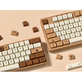 Womier - Teclas PBT de doble disparo, teclas de perfil XDA 75 por ciento, lindas teclas de teclado de café gato, teclado Dye-Sub para interruptores Gateron MX Teclado mecánico (140 teclas, solo tecla)