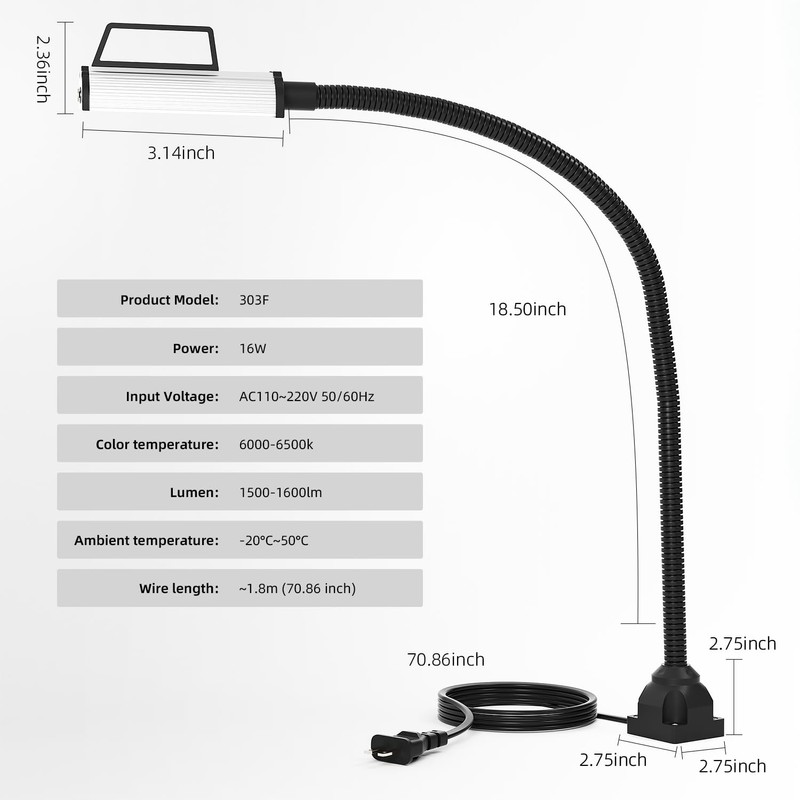 Youtemei Lathe Led Work Light Waterproof Gooseneck Lamp Mechanic Light