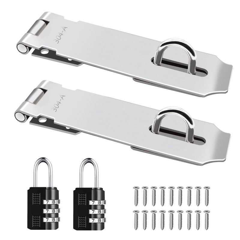 Tanbupu 2Pcs Door Locks Hasp Latch,5 Inch 304 Stainless Steel