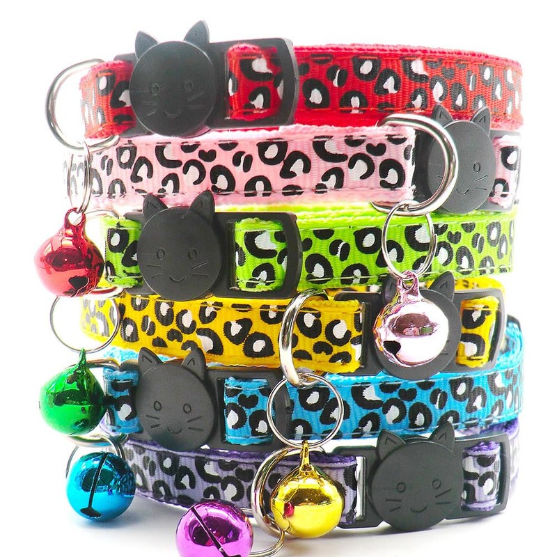 Richeng Reflective 2 Pack Breakaway Cat Collars with Bell Leopard