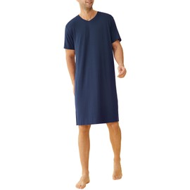 Latuza Men's Viscose Nightshirt Short Sleeves Sleep Shirt XL Navy