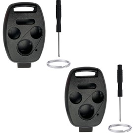 WKEDQAF No Key Cutting or Programming Needed Replacement Keyless Entry Key Fob Shell Case Fit for Honda 2006-2013 Civic EX / 2003-2012 Accord / 2009-2015 Pilot /2005-2006 CR-V (2-Black)