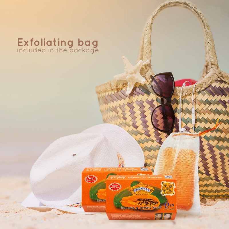 ASANTEE PAPAYA & HONEY Soap Bars with Vitamin C,E and