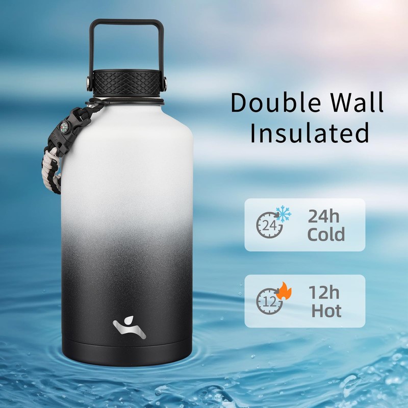 Konokyo Insulated Water Bottle with Straw,87 oz 3 Lids Water
