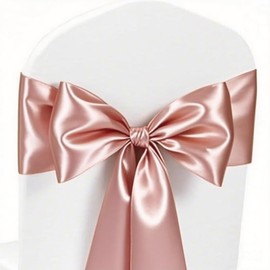 Blush Pink Chair Bows Sashes 50 Pack, Gankar Satin Rose Gold Chair Ribbons Ties for Wedding Party Birthday Gender Reveal Decoration