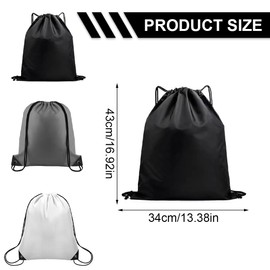 SGERUFZ 3 Pieces Gym Bag Sports Bag Gymnastics Swimming Bag Waterproof Drawstring for Sports Travel School Children and Adults Unisex Black White Grey, multicoloured