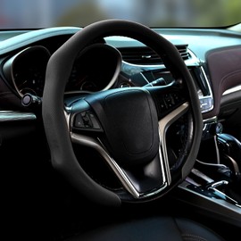 Leather Steering Wheel Cover Luxurious, Breathable, and Anti-Slip Design - Universal Fit for 15.5-16 Inch Steering Wheels - Soft, Comfortable Grip for Enhanced Driving Comfort and Safety