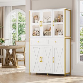 BOTLOG Kitchen Pantry, 68" Tall Kitchen Storage Cabinet with 2 Drawers and 6 Doors, Kitchen Hunch with Adjustable Shelves for Dining Living Room, Living Room, Home Bar