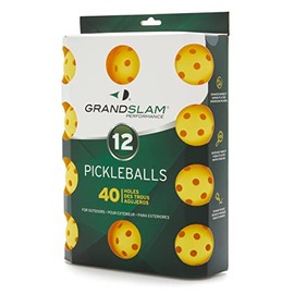 GRAND SLAM Yellow Pickleball Balls for Outdoor Play, Durable 40-hole Construction, Pickleball Accessories, Yellow, One Size, (12 Pack)