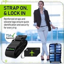 Untethered 4-Pack Luggage Straps | Durable TSA-Approved Suitcase Belt Strap | Adjustable Bag Straps for Secure Luggage Wrapping | Heavy-Duty Buckle Strap for Travel