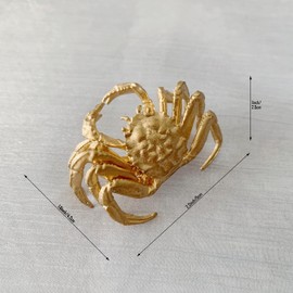 Tricune Gold Crab Sculpture Solid Metal Ornament Mini Crab Figurine for Home Office Garden Desktop Decor (Crab)