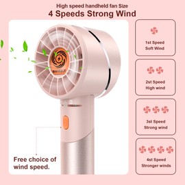 Guirble Handheld Fan,Portable Turbo Fan,Powerful Personal Fan(7000rpm High-Speed Motor,Battery Work 3-16 H),USB Rechargeable Mini Handheld Fan for Travel/Outdoor/Gift/Makeup (Rose Pink)