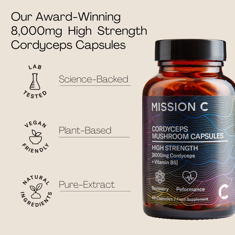 Mission C Cordyceps Mushroom 8000mg with Vitamin B5 Capsules