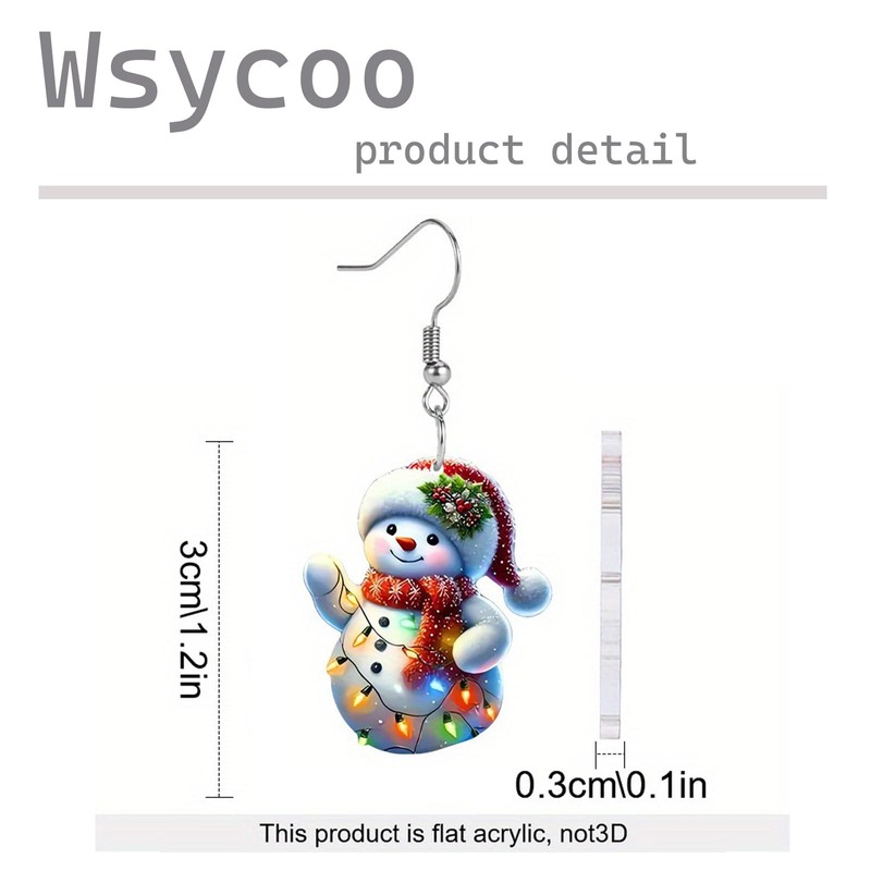 Cute Pink Snowman Christmas Tree Earrings - Hypoallergenic Xmas Jewelry