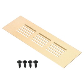 PATIKIL 6 x 2 Inch Door Air Vent Cover, Aluminum Grille Ventilation Cover Louvered with Mounting Screws for Cabinet Wardrobe Door, Gold Tone