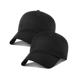 GADIEMKENSD 2 Pack Extra Curved Peak Baseball Cap Unstructured Design Premium Cotton Unisex, 2-black, 54-60