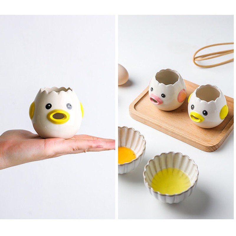 2pcs Egg Separator Ceramic Chicken Shaped Egg Yolk White Filter