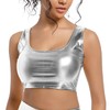 OVIGILY Women's Metallic Crop Top – Shiny Stretch Tank for