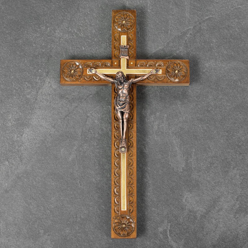 Asterom Hand Carved Crucifix Wall Cross for Home Decor -