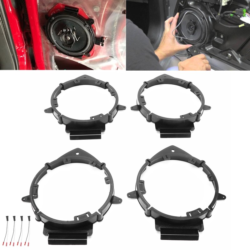 4PCS Car Speaker Adapter Rear/Front Door with Wire Harness Replacement