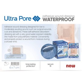 Medrull Pack of 5. 100% Waterproof Wound Plasters - 7 x 6 cm Large Waterproof Plasters Sterile Transparent Strong Adhesion Perfect for Showering, Sports, Bathing (6 x 7)