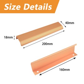 MOROBOR 8 Pack Modern Style Finger Edge Pull Furniture Drawer Handles Hidden Cabinet Kitchen Drawer Handles Knobs, 200mm/Gold