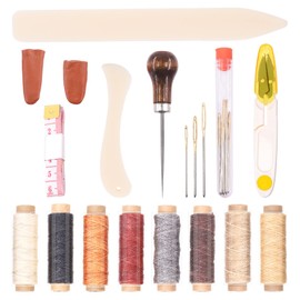 Swpeet 26Pcs Bookbinding Kits, Including Real Bone Folder Creaser, Paper Awl, Large-Eye Needles, Soft Tape Measure, Waxed Thread, U-Shaped Scissors for DIY Book Binding Crafts and Sewing Supplies