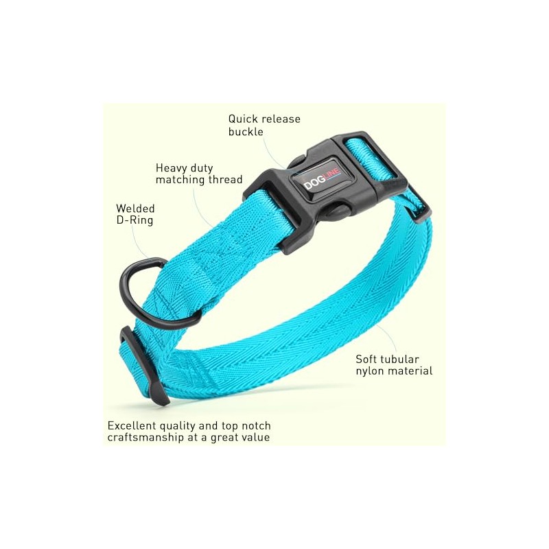 Dogline Collar de Nylon, Color Celeste, Meno