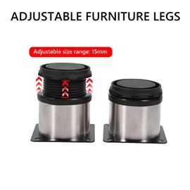 Sheens 4 Piezas Piernas de Muebles, elevadores de Muebles Redondos Ajustables de Acero Inoxidable para sofá, Cama, clóset, computadora, Mesa