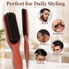 2 Pcs Boar Bristle Hair Brush, Slick Back Hair Brush