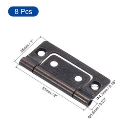 sourcing map 8Pcs 2x1 Inch Door Hinges Non-Mortise No Noise Bifold Door Hinges Plating for Cabinet Furniture Window Wardrobe, Red Bronze