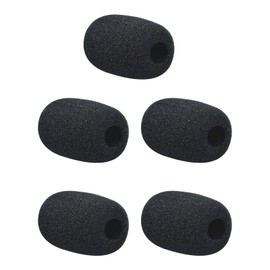 RTRTGS Pack of 5 Foam Replacement Windscreen for Microphone and Headset, Mini Microphone Headset Windscreen for Teaching, Stage Performance and Meeting, Black