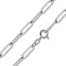 MATERIA by Matthias Wagner K138 Women's Wide Anchor Chain 925 Sterling Silver Necklace Chain Design 3 mm, Sterling Silver