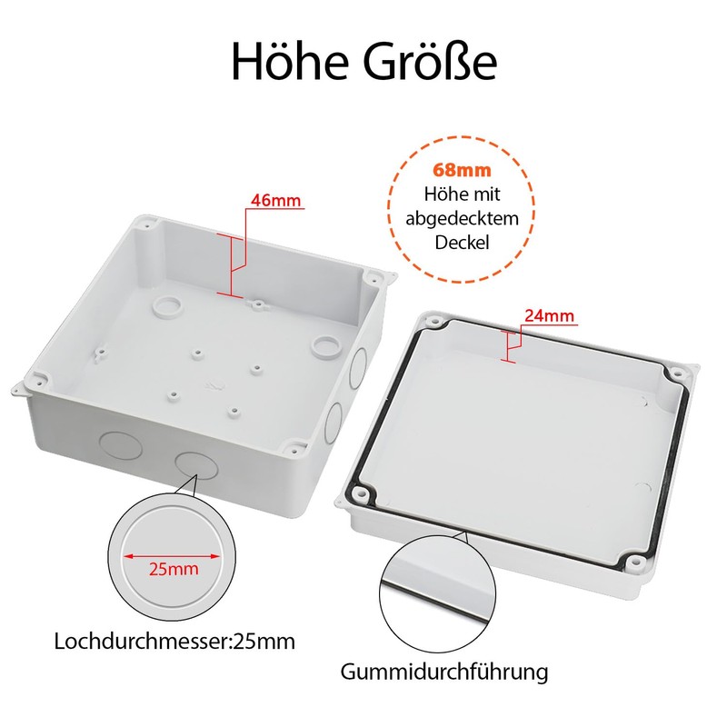 LeMotech Junction Box with Reserved Holes ABS Plastic Electrical Box