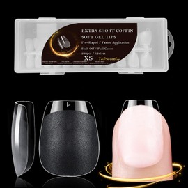 TúParetly False Nail Extra Short Coffin, Half Matte Coffin Nail Tips, 240PCS, Full Cover Soft false Coffin Nail Tips Artificial Nail Extensions Set, for press on nails summer DIY Nail Art