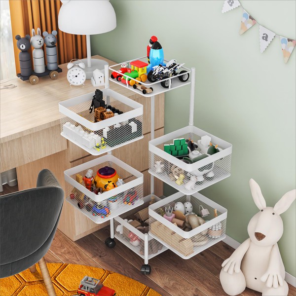 xinyourui Fruit Basket for Kitchen No Assembly,Rotating Kitchen Storage Rack,Bathroom