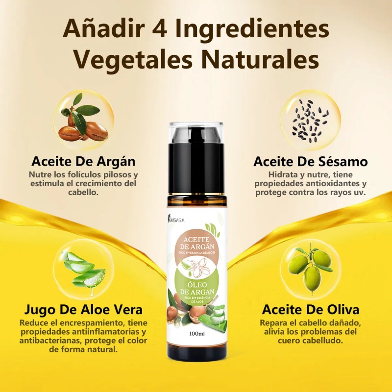 Kaisasa Aceite De Argan Aloe Vera Aceite Cabello Tratamiento