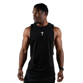 Men's Christian Cross Tank Top (US, Alpha, Medium, Regular, Regular, Black)