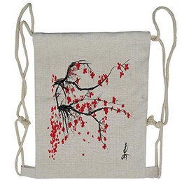 Ambesonne Sakura Drawstring Backpack, Watercolor Summer Garden, Sackpack Bag