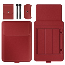 Laptop Stand Bag Portable Lightweight Ultra Thin Foldable PU Laptop Sleeve Case for 13in 14in Red for 13 14in