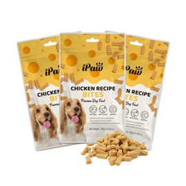 iPaw Dog Treats for Puppy Training, All Natural Human Grade Dog Treat, Hypoallergenic, Easy to Digest (Chicken Bites), 3 Packs