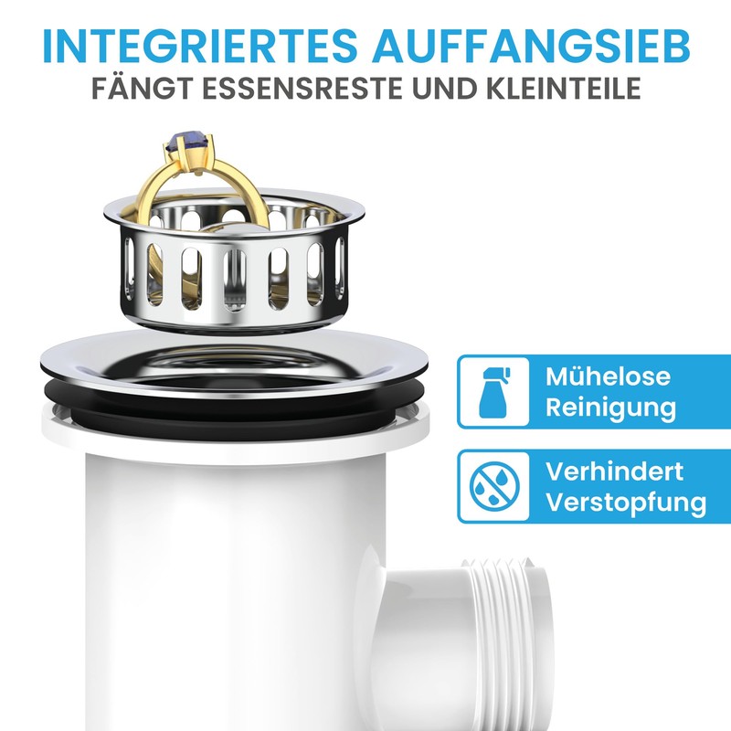 Bächlein Pop-Up Drain Fitting for the Sink, Diameter 70 mm