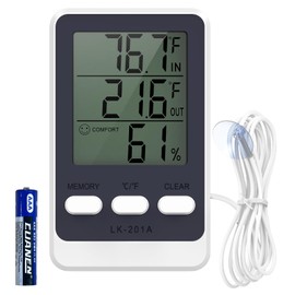 AMIR Newest Digital Refrigerator Thermometer, Freezer Thermometer with External Sensor, Fridge Thermometer with Max Min, in and Out Temperature for Refrigerator, Fish Tank