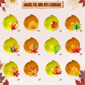 24 pcs Fall Leaves Hanging Swirls Decorations Maple Leaves Swirl Decorations Fall Thanksgiving Maple Leaf Swirls Streamers Fall Maple Leaf Ceiling Hanging Decorations or Falls Thanksgiving Harvest