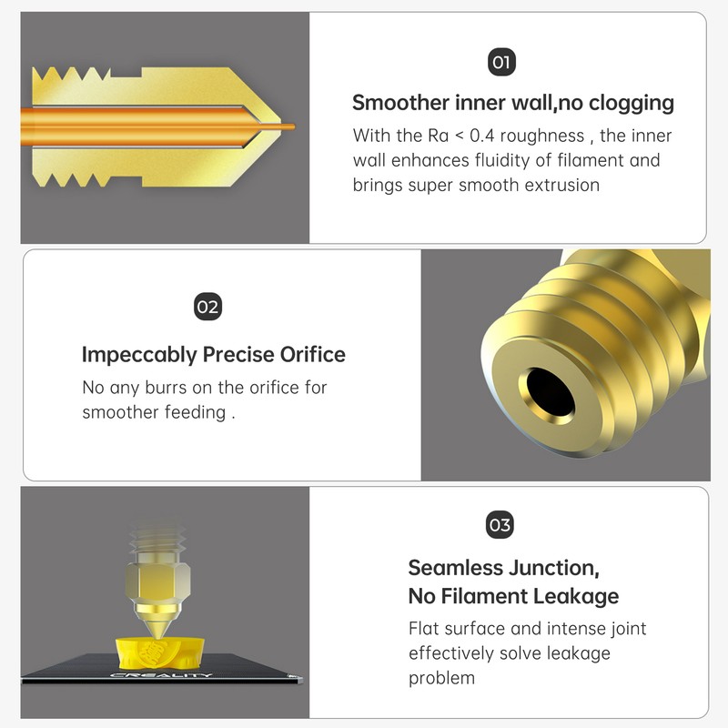 Creality Brass Nozzle Kit High Hardness 300℃ Temperature Resistance Smooth
