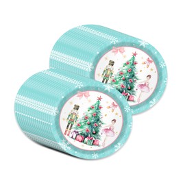 OXYLIPO 7" Green Nutcracker Plaid Paper Plates Green Nutcracker Plaid Disposable Dinner Paper Plates Set Christmas Theme Paper Plates （24PCS）