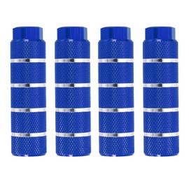 PATIKIL Aluminum Alloy Stripe Bike Pegs Fit 3/8 inch Axles, 4 Pack Anti-Skid Lead Foot Bicycle Pegs Back Seat Stands for BMX Mountain Bike Cycling Rear Stunt Pegs, Blue